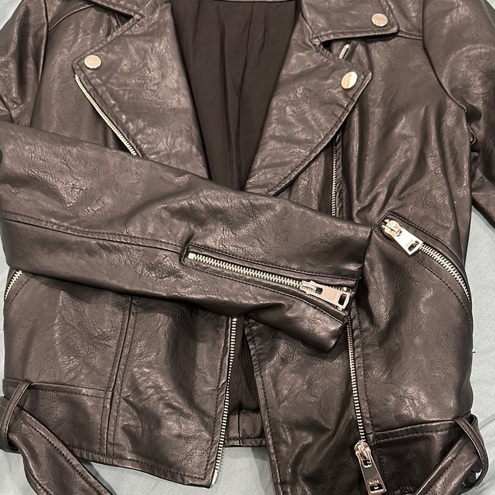 Blank NYC Brown Leather Motorcycle Jacket